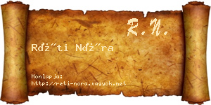 Réti Nóra névjegykártya